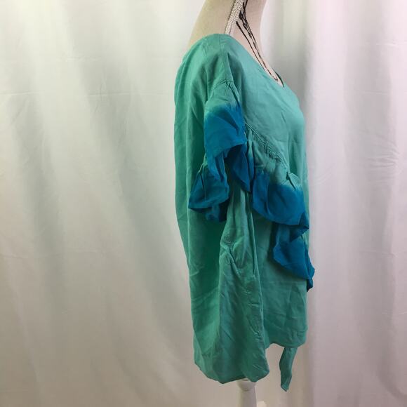 A.n.a Ruffle short sleeve tee turquoise tie dye XL - Picture 4 of 13